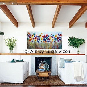 XXL Original Flowers 60 x36, 60x40 Painting Living Room Art Oil on Large Canvas Colorful Daisy Art by Luiza Vizoli image 4