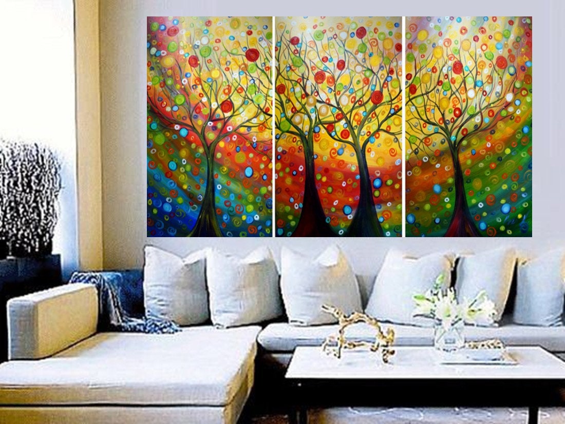 Huge Canvas Painting FALL RAINDROPS Upscale Landscape Artwork by Luiza  Vizoli other dimensions available 60x36, 60x40, 72x36