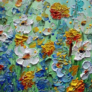 Summer Colors Daisy Wildflowers and Butterflies Impasto Oil Original Painting Art by Luiza Vizoli image 8