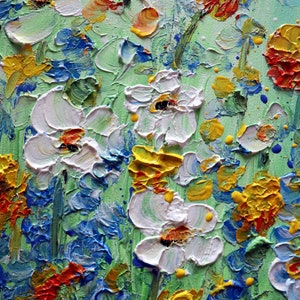 Summer Colors Daisy Wildflowers and Butterflies Impasto Oil Original Painting Art by Luiza Vizoli image 7