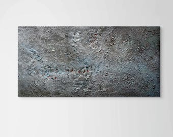 Textured Abstract Painting, Minimalist, Raw Silver Organic Materials, Sculptural Wall Art