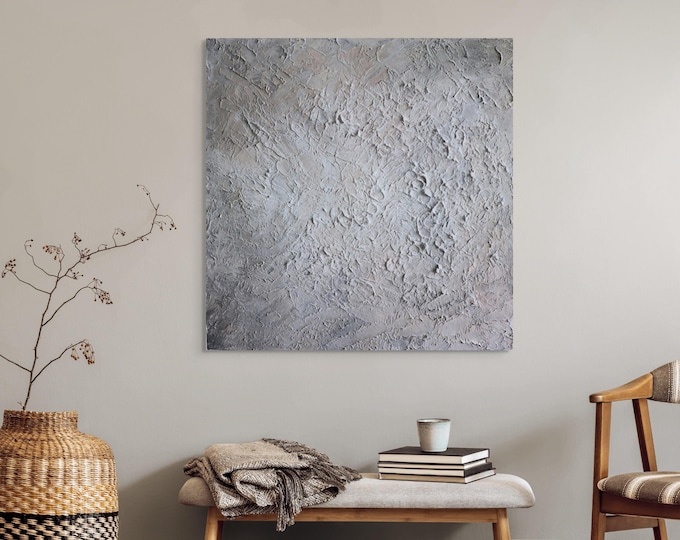 Neutral Textured Abstract Painting Taupe Gray Wall Art Minimalist Wabi Sabi Canvas