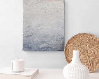 Summer Haze Painting, Textured Neutral Abstract Art 16x20