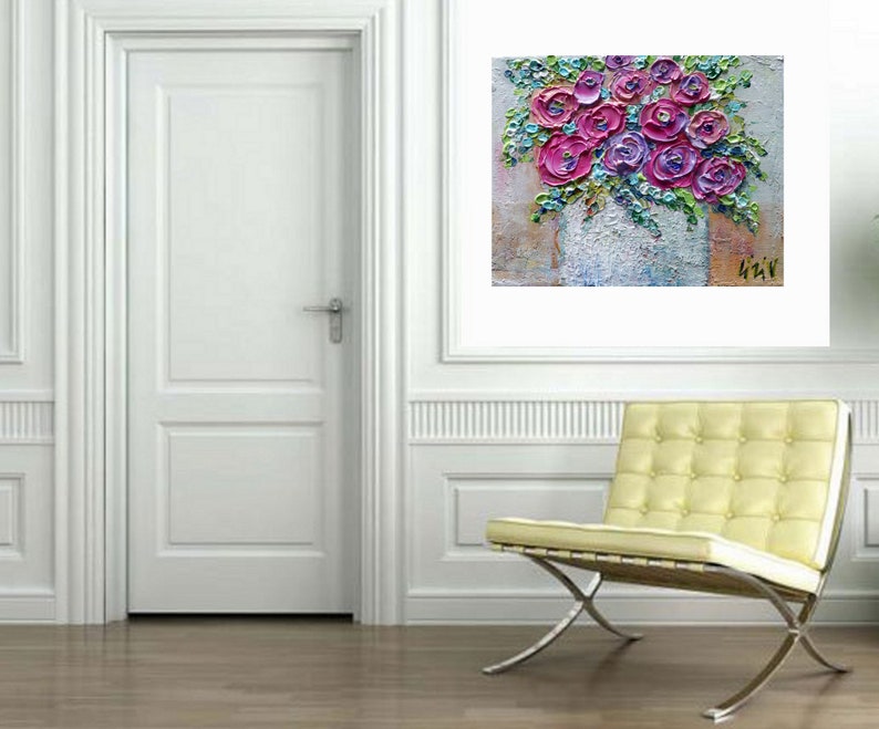 Original Ranunculus Flowers Pink Lavender Purple Fuchsia Colors Impasto Oil Canvas Art by Luiza Vizoli image 5