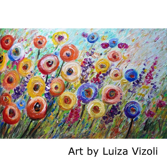 Textured Art, Pretty Painting, Beautiful Painting, Happy Art, Happy  Painting, Painting With Flowers, Fun ,poppies, Flowers, 28 X 20 