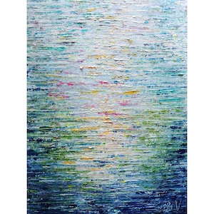 Water Mist Abstract Painting: Tall Vertical Textured Wall Art