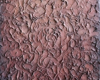 Textured Terracotta Abstract Painting 16x20, Wabi-Sabi Clay Wall Art, Earth Tone Impasto Canvas