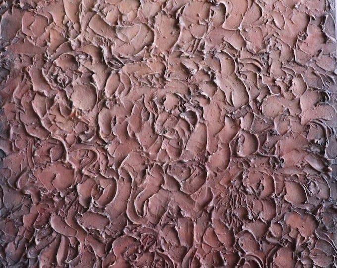 Textured Terracotta Abstract Painting 16x20, Wabi-Sabi Clay Wall Art, Earth Tone Impasto Canvas