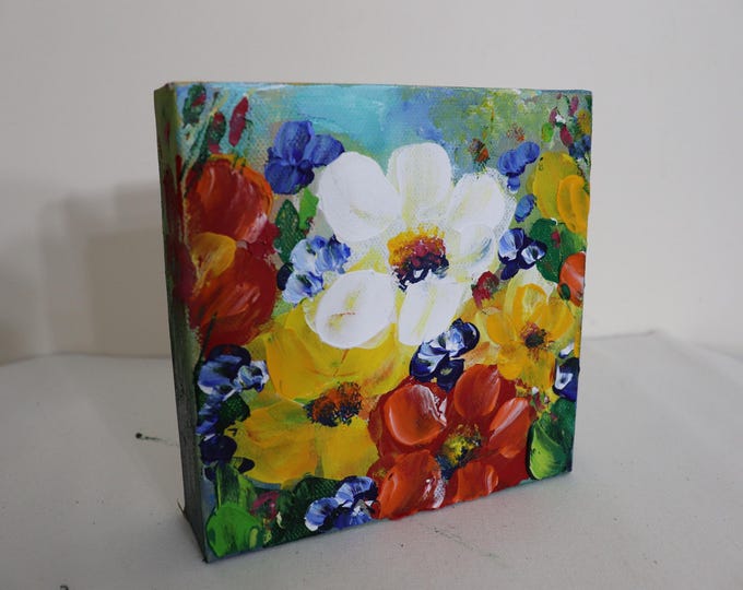 Joyful Garden Collection, 6x6x1.5-Inch Original Oil Painting, Unframed