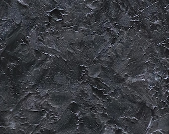 Textured Black Abstract Painting 12x24 | Wabi Sabi Wall Art, Sculptural Impasto Canvas