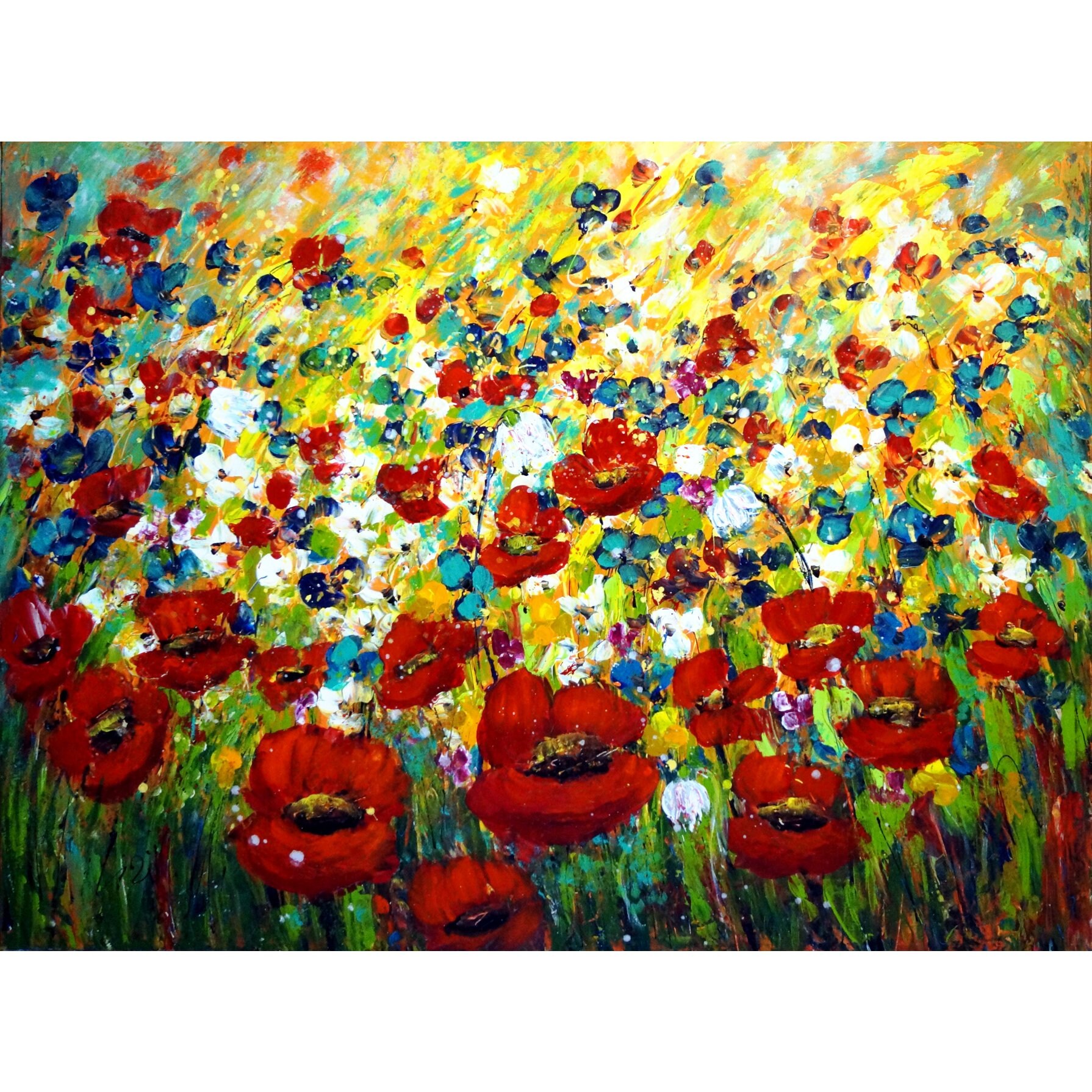 Large Spring Art 48x36 SPRING Wildflowers Snowdrops Poppies Tulips Abstract Large ...
