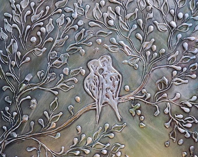 Organic Modern Love Birds Painting 20x20 Textured Romantic Wall Decor