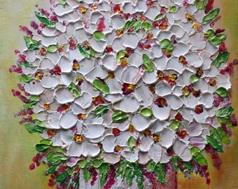 White Daisy Oil Painting 12x12 Original Textured Floral Art Impasto Signed COA