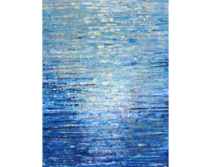 XXXL Large Painting Immerse yourself in the calming inspiring beauty of The Sky and The Ocean featuring soothing blend of blue, gray, silver