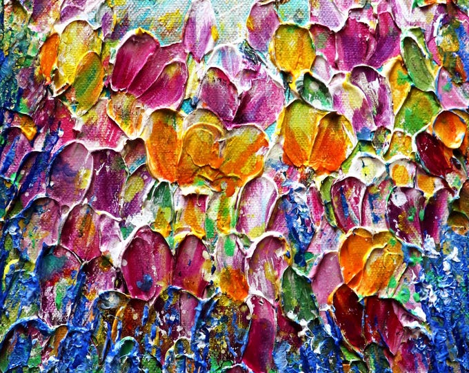 TULIPS – Original Textured Tulip Flower Painting | Modern Floral Wall Art by Luiza Vizoli | Holland Tulip Garden-Inspired Oil Acrylic Canvas