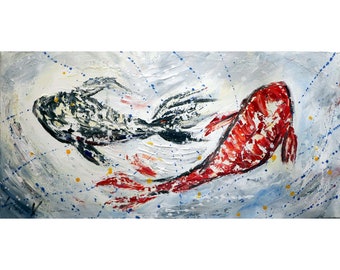 Koi Fish Artwork Beautiful Handcrafted Wall Art for Home Decoration Zen Gift for Art Lovers