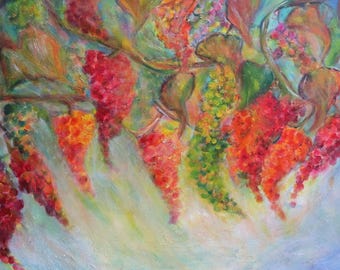 Vineyard Canopy 48x30 Original Grapes Painting Large Textured Wall Art