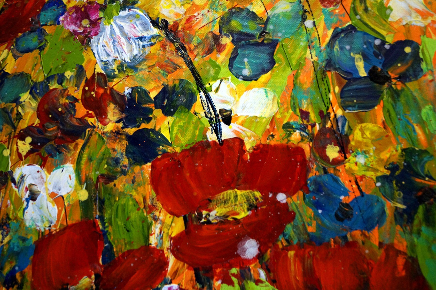 Large Spring Art 48x36 SPRING Wildflowers Snowdrops Poppies Tulips Abstract Large ...