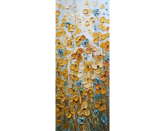 Wildflowers Prairie Flowers Tall vertical wall art ORIGINAL Painting Narrow Canvas wall decor for staircase, bathroom, kitchen, entryway