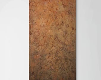 Textured Terracotta Abstract Painting, Wabi Sabi Japandi Wall Art, Earthy Sculptural Canvas