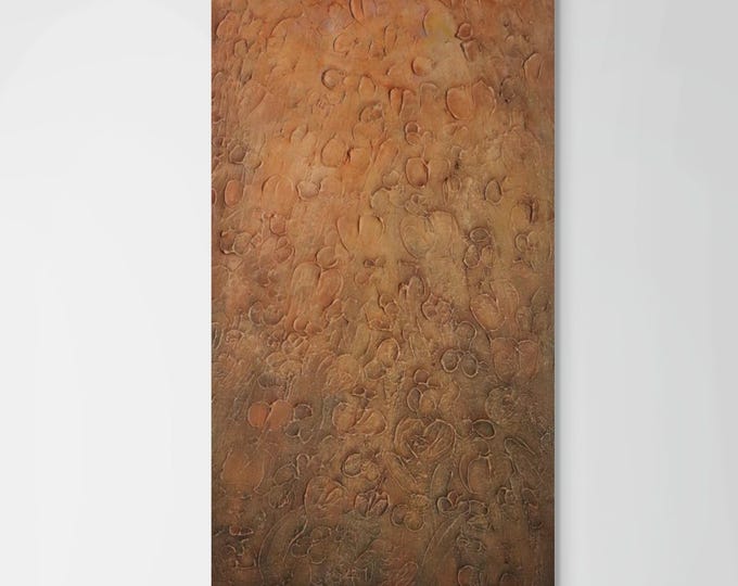 Textured Terracotta Abstract Painting, Wabi Sabi Japandi Wall Art, Earthy Sculptural Canvas