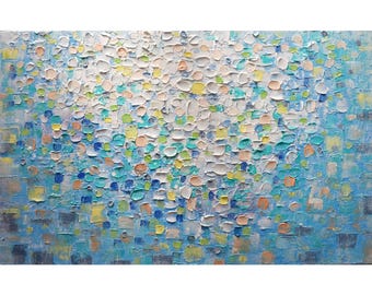 SHIMMERING Summer Original Oil Painting – Light Shimmering Ocean Water- Extra Large Canvas Original Painting