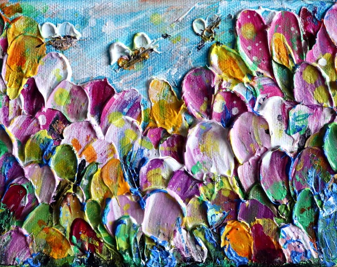 Spring Tulips Original Oil Painting – 5"x7" Modern Abstract Impressionist Floral Art by Luiza Vizoli – Ready to Hang