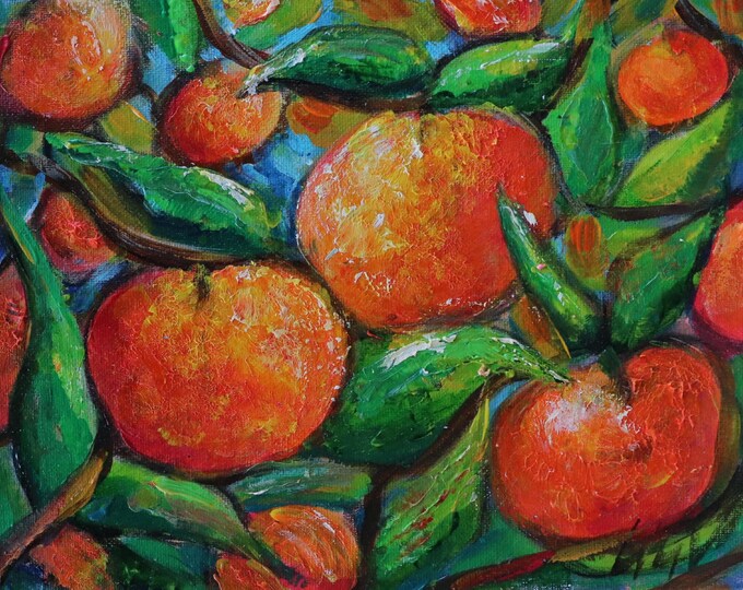Original Fruit Painting 10x8 Orchard Wall Art, Sun-Ripened Peaches
