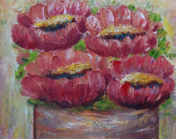 Velvet Petals – Original Floral Painting 10x10 Textured Flower Art