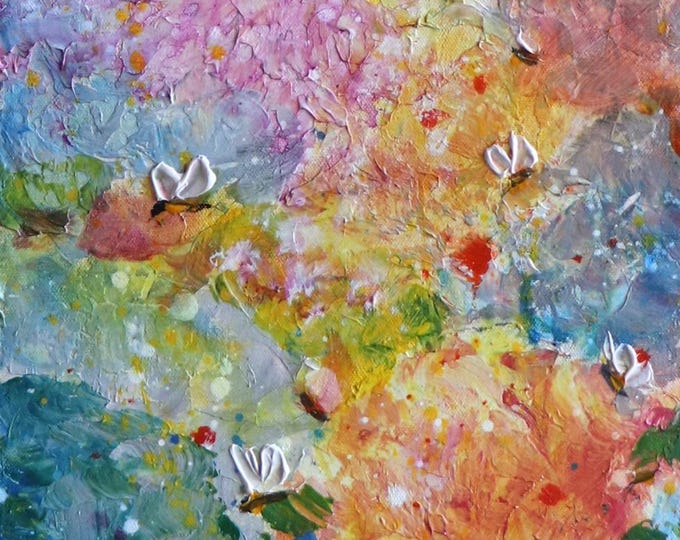 Original Signed Hydrangea Painting, 12 x 36 x 1, Ready to Hang