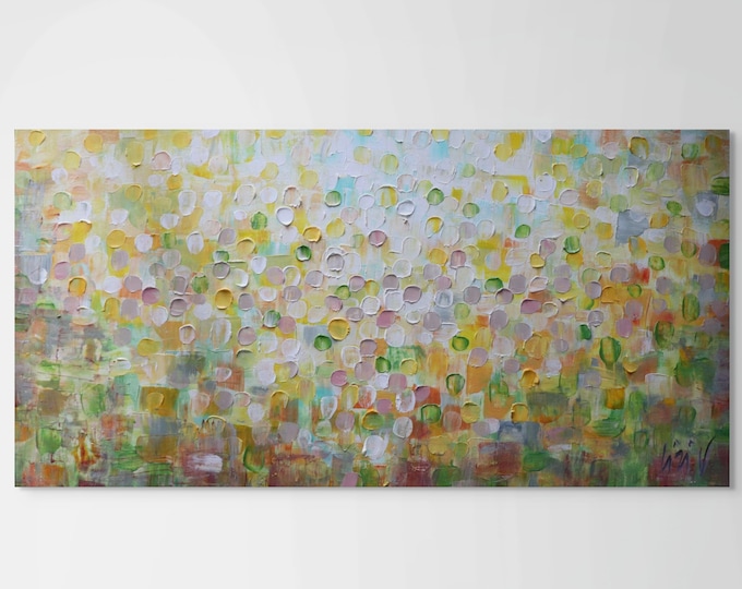 Summer Vibes Vacation Abstract Painting 36x18 Original Textured Contemporary Art Signed COA