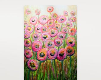 Original Oil Painting - Whispers of Pink Flowers
