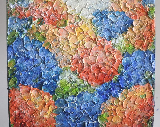 Palette Knife Hydrangea Art: Thick Impasto Floral Canvas, 12-Inch