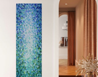 Original Abstract Painting: Water Drops, Blue Green Ocean Calmness, Textured Canvas Art