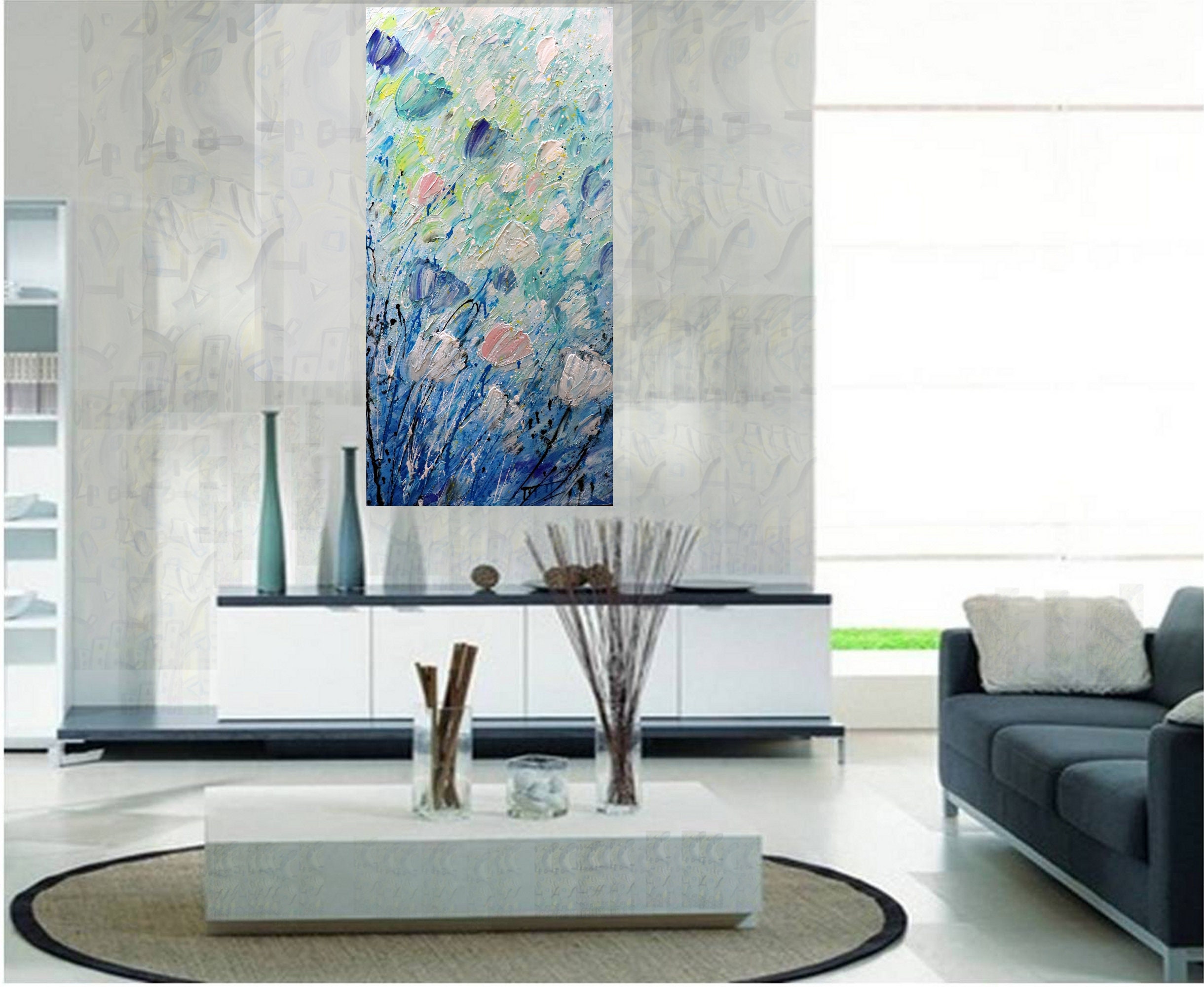 Tulips Spring Wind Tall vertical wall art ORIGINAL