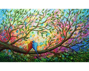 Loving Life Together Extra Large Canvas HAPPY COUPLE Original Large Painting Whimsical Colorful Canvas