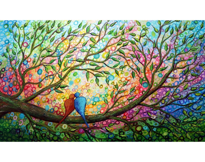 Loving Life Together Extra Large Canvas HAPPY COUPLE Original Large Painting Whimsical Colorful Canvas