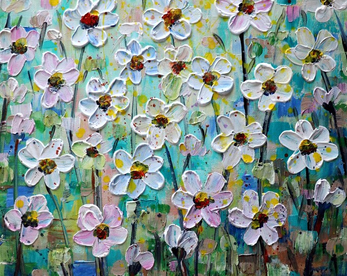 Hand-Painted Impasto Oil Painting of Spring and Summer Flowers by Luiza Vizoli - Floral Canvas Art, Ready to Hang