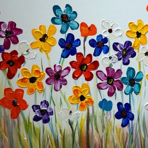 XXL Original Flowers 60 x36, 60x40 Painting Living Room Art Oil on Large Canvas Colorful Daisy Art by Luiza Vizoli image 3