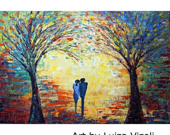 Sunset Romance ORIGINAL Oil Painting Large Canvas Art by Luiza Vizoli