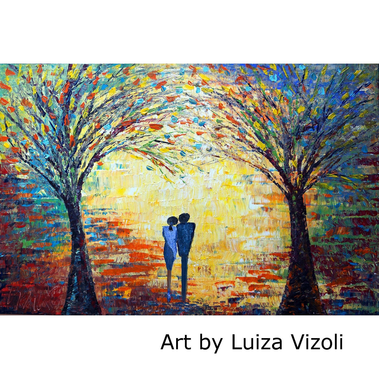 Fall Birch Trees Extra Large Canvas Original Oil Painting on Canvas Art by  Luiza Vizoli 60x36, 48x24