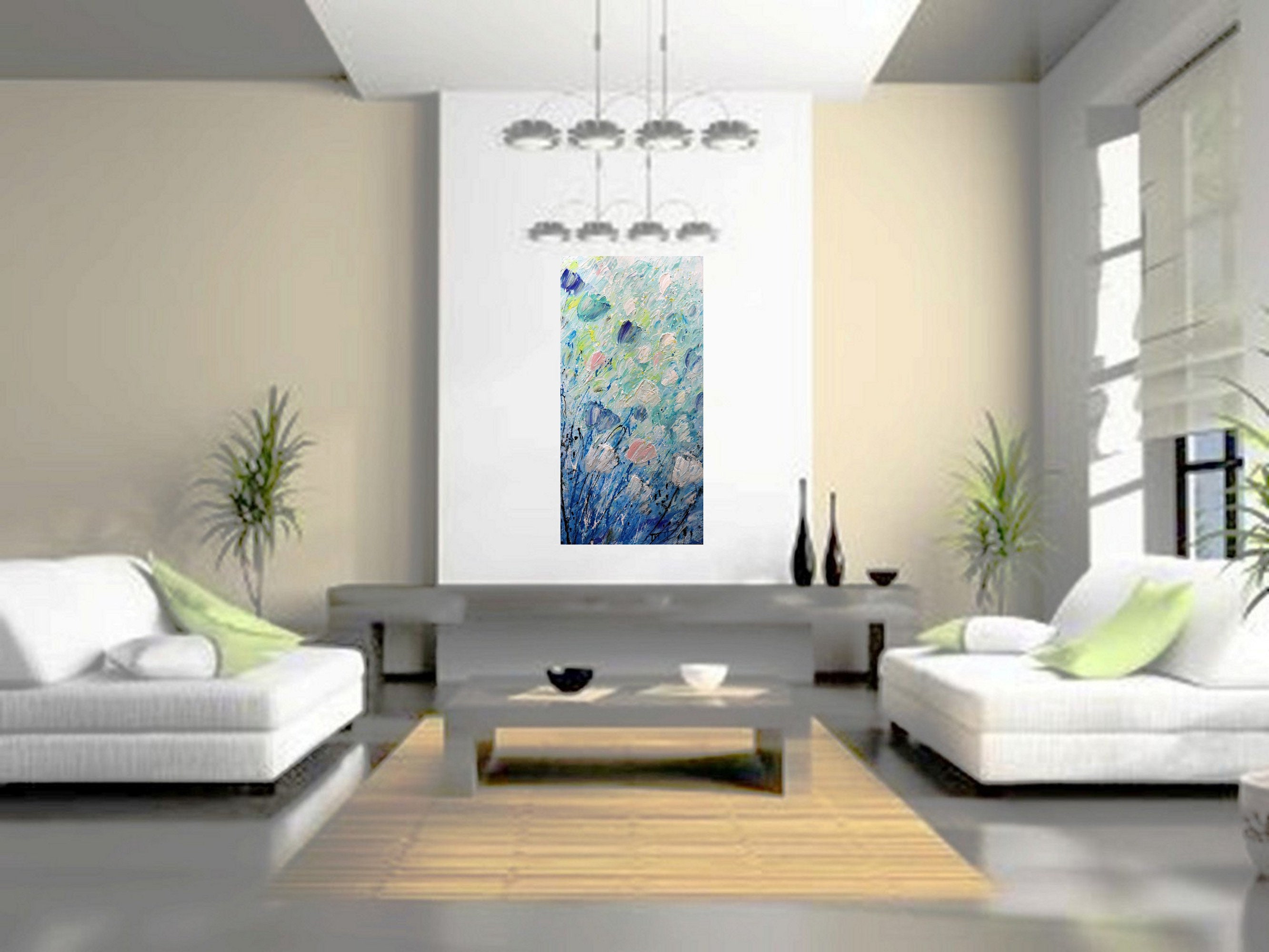 Tulips Spring Wind Tall vertical wall art ORIGINAL
