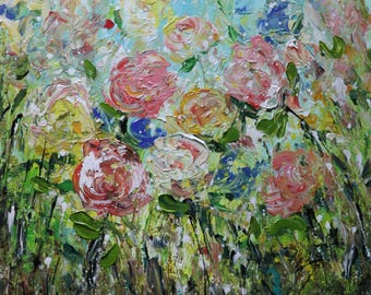 Original Oil Painting, 24x24 Canvas, Roses Flowers