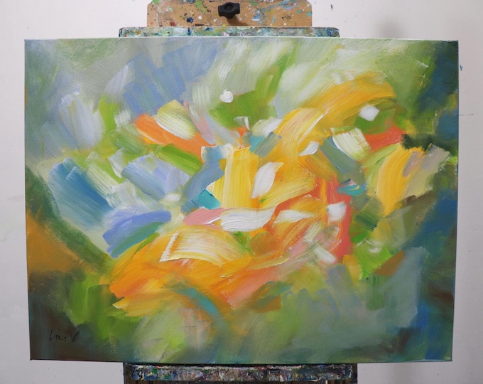 Contemporary Abstract Expressionism: 24x18 Original Acrylic on Canvas, Layered Textured Brushstrokes