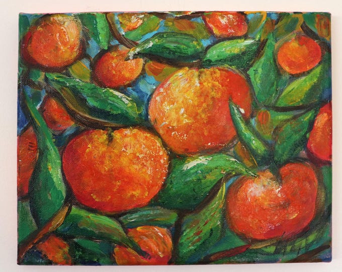 Original Apple Oil Painting, 10x8 Colorful Fruit Art on Canvas