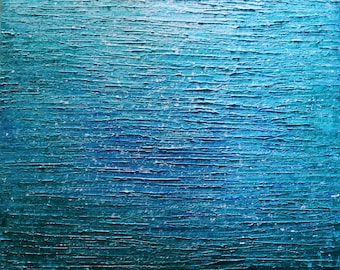 Ocean Inspired Original Coastal Painting, Large Textured Blue Abstract Art 36x36