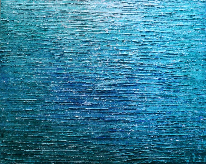 Ocean Inspired Original Coastal Painting, Large Textured Blue Abstract Art 36x36
