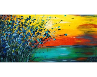 Minnesota Sunset Original Oil Painting Seascape Landscape Impasto Abstract Art on Large Canvas made to order