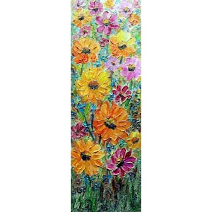 Textured Wildflower Oil Painting: Colorful Floral Impasto Art