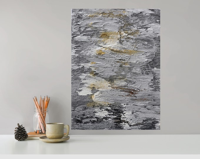 Textured Abstract Painting 6x8, Fragments of Time IV, Earth Trace, Wabi Sabi Art